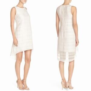 NEW Vince Camuto Sleeveless Organza High-Low White Lined Dress Size 12